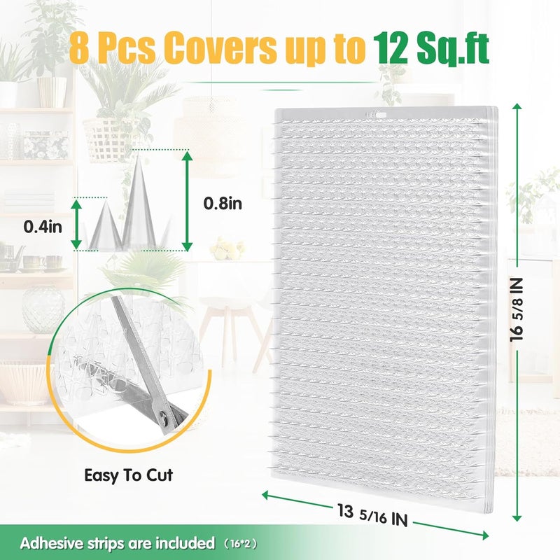 Zipcase 16 Pack Scat Mat for Cats - 13 x 16 In Updated Dual Length Cat Deterrent Mat with Narrower & Denser Spikes, More Effective For Indoor & Outdoor Cat Repellent Fence Covers 24 Sq.ft (3456 Sq.in) - Image 4